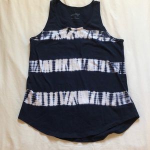 Navy blue and white tiedye tank top